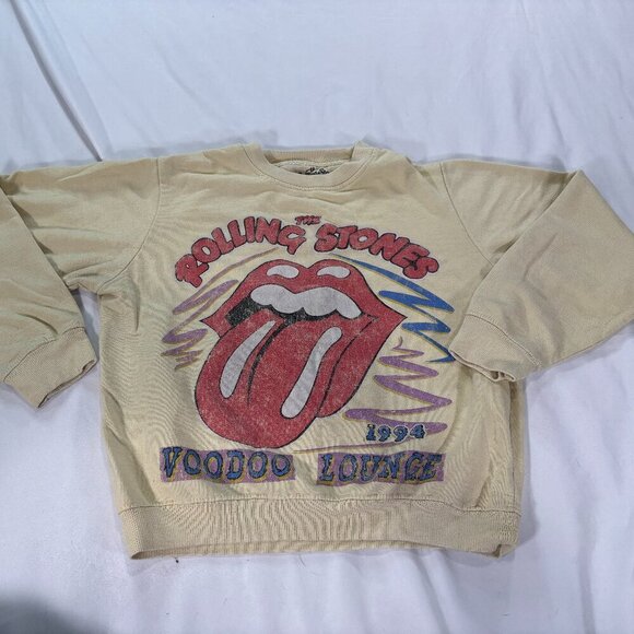 the Rolling Stones Tops - Light yellow distressed rolling stones sweatshirt vintage throwback.     Lot D